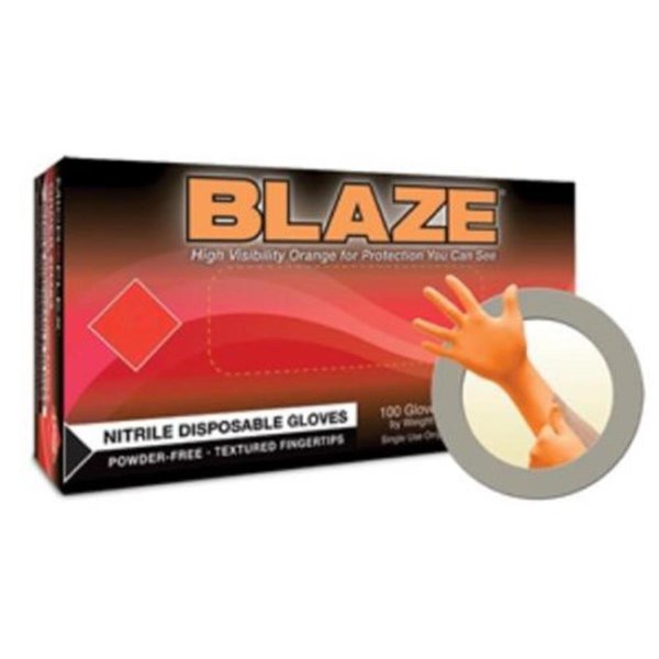 Ansell Blaze, Nitrile Exam Gloves, Nitrile, Powder-Free, L, Orange MXN48-L
